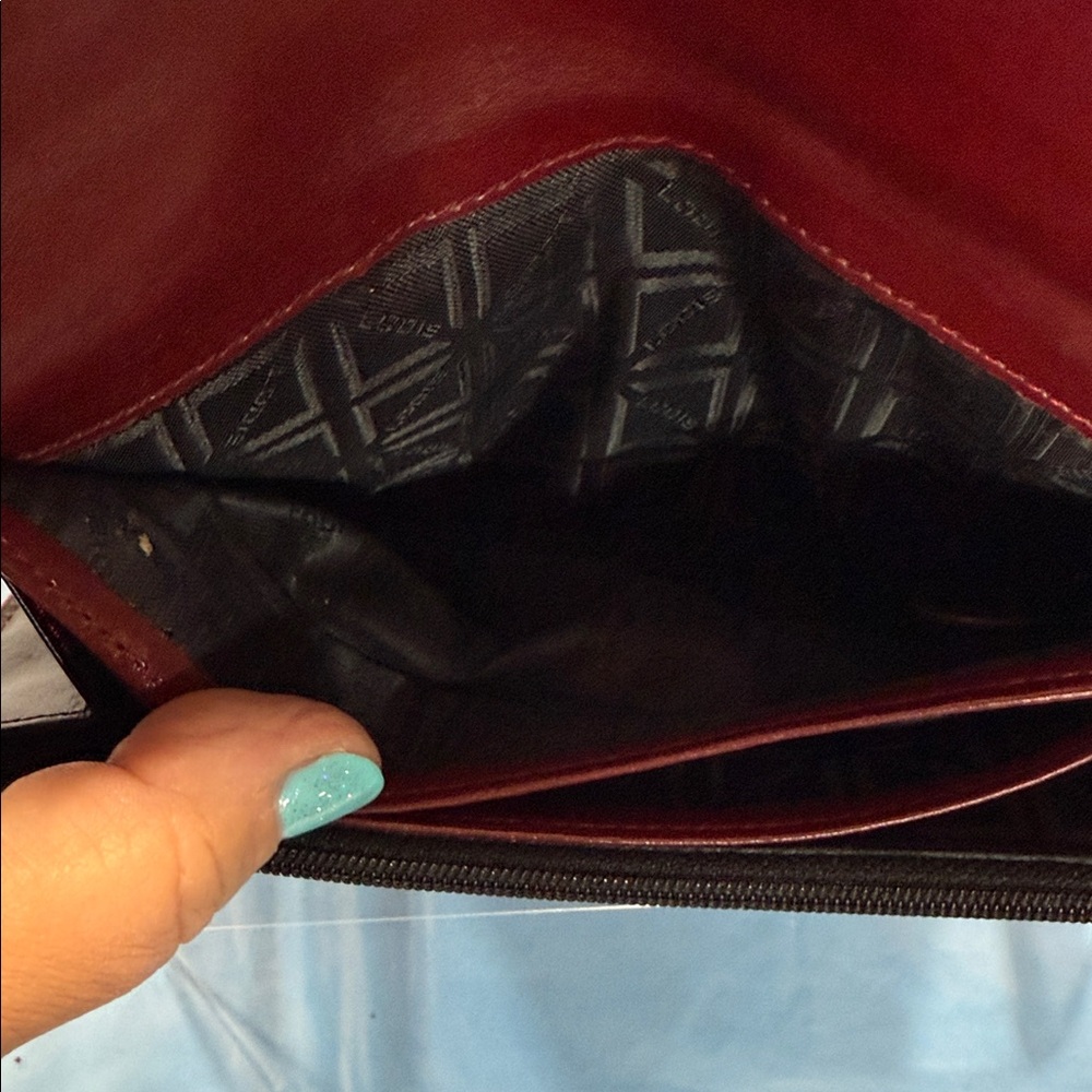Lodis Black and Burgundy Leather Clutch. Very Soft Leather - Picture 5 of 8